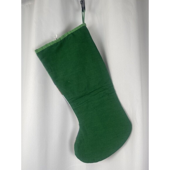 Thompson Street Stupid Quilted Patchwork Christmas Stocking In Green New - Picture 3 of 5